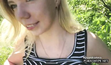 Любительский минет на природе в Подмосковье с окончанием в рот