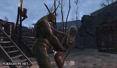 Любовь в мире Fallout: Худенькая шлюха vs Огромный зеленый монстр - Битва за оргазм!